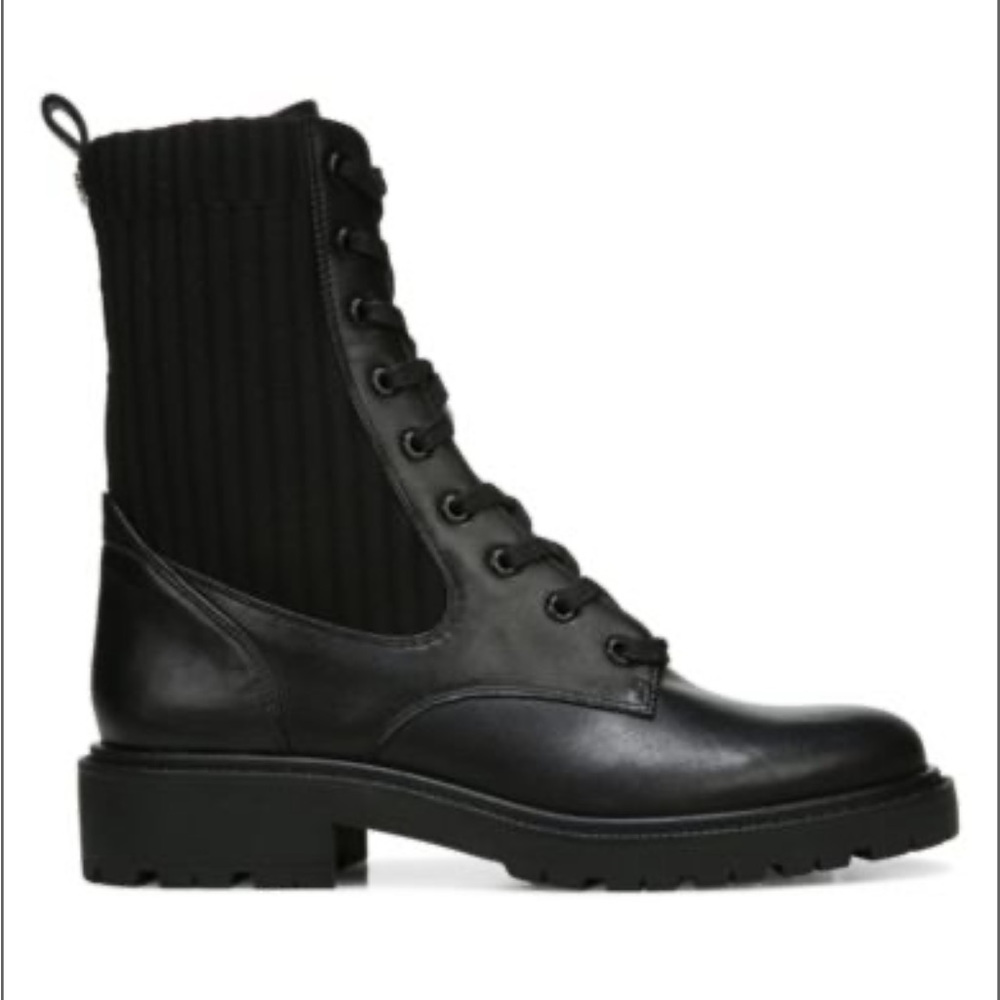 Sam Edelman Lug Sole Leather & Knit Combat Boots